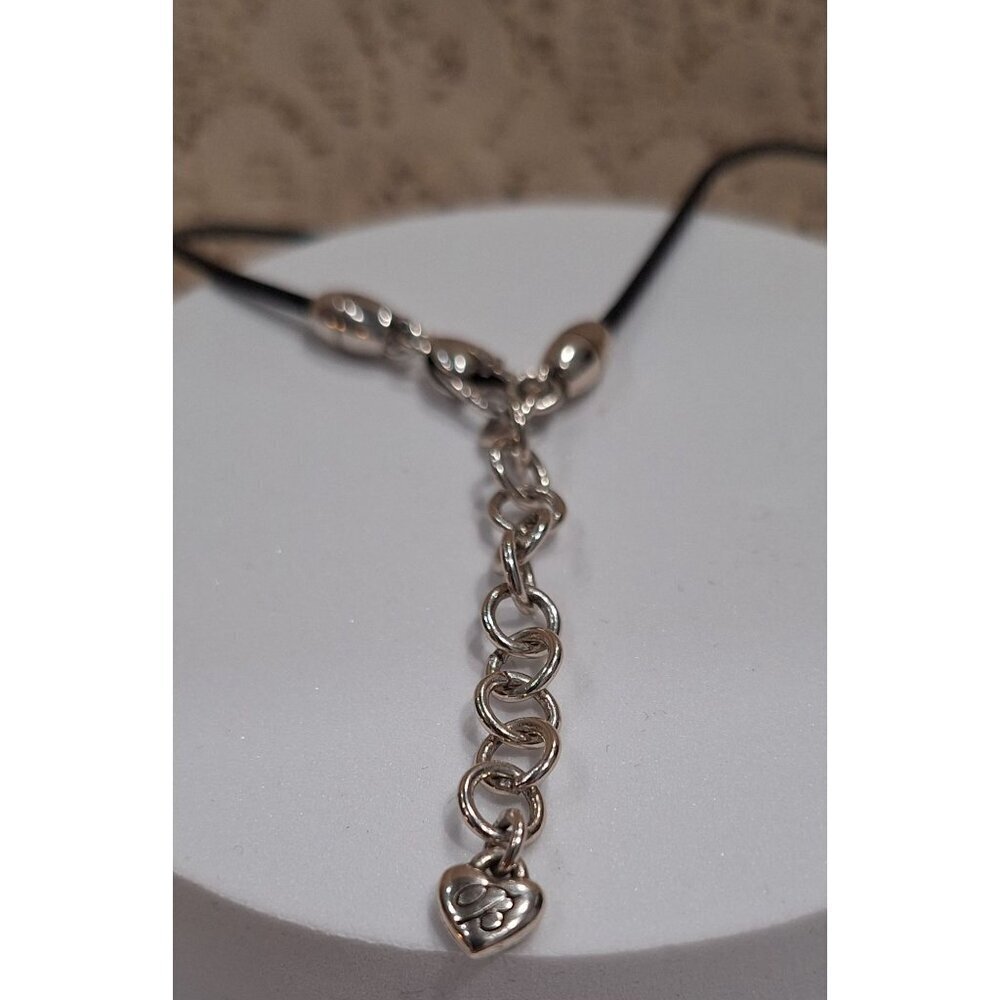 Brighton Silver Spiral Pendant Necklace With Adjustable Chain & Black Cord - Picture 3 of 7